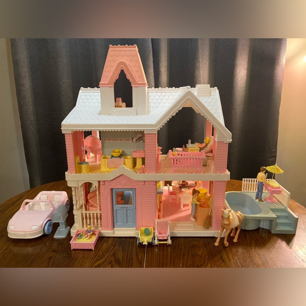 Vintage Playskool “Play Around” Victorian Dollhouse HUGE LOT